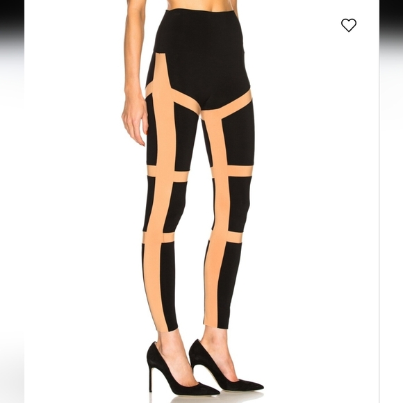 Norma Kamali Black and Tan Skinny Leggings - Picture 3 of 11